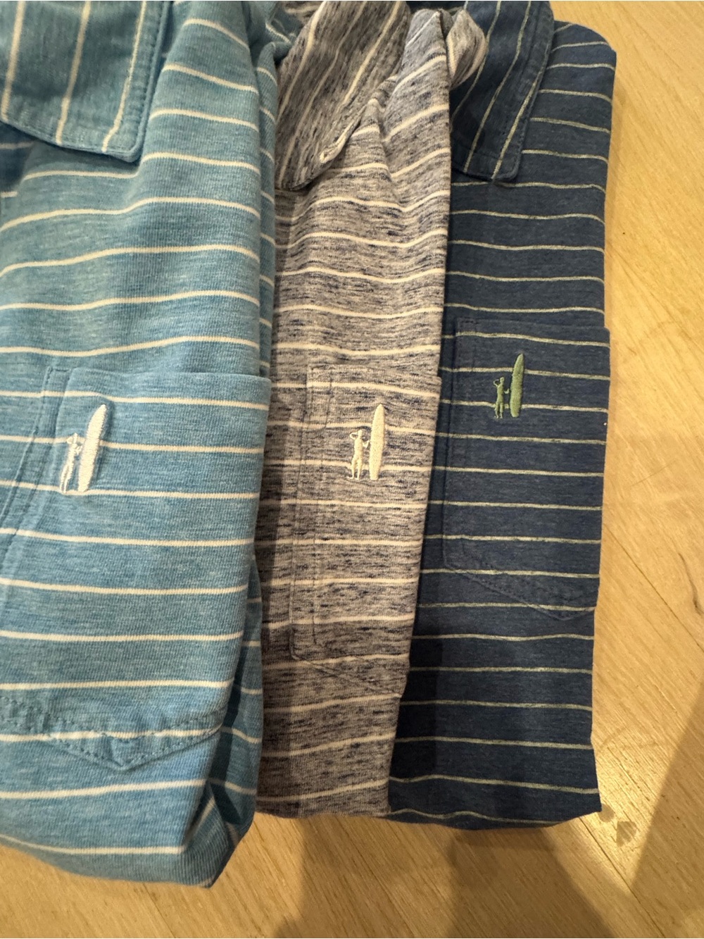Johnnie-O lot of 3 Striped Polo Trio - Blue, Heather Gray, Navy boys size 14